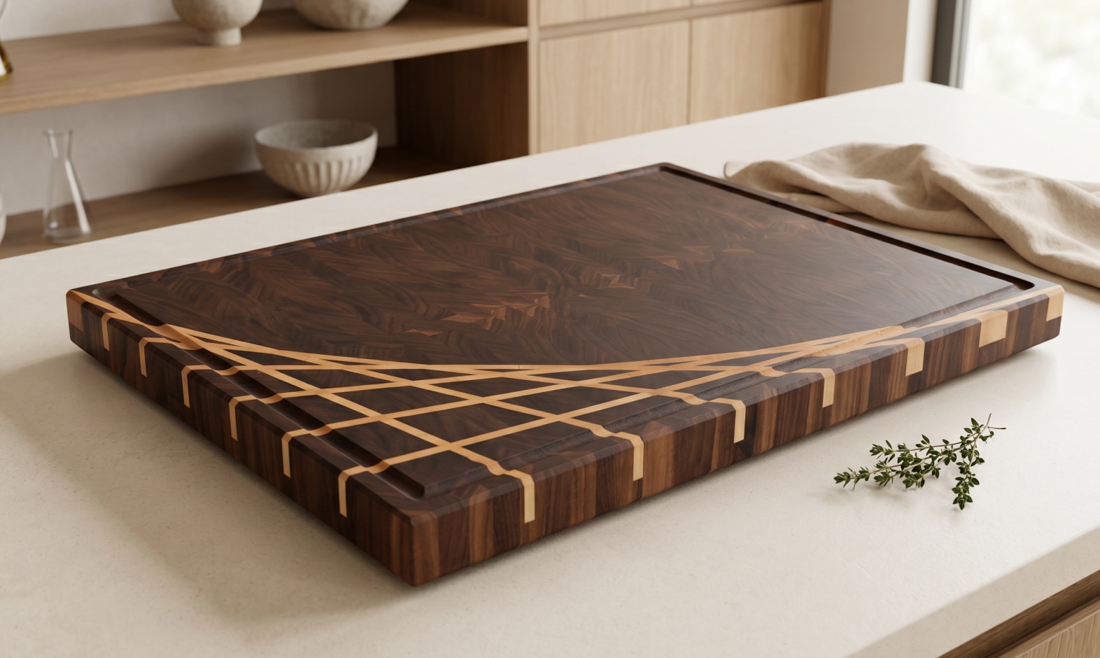 The Walnut Cutting Board in use