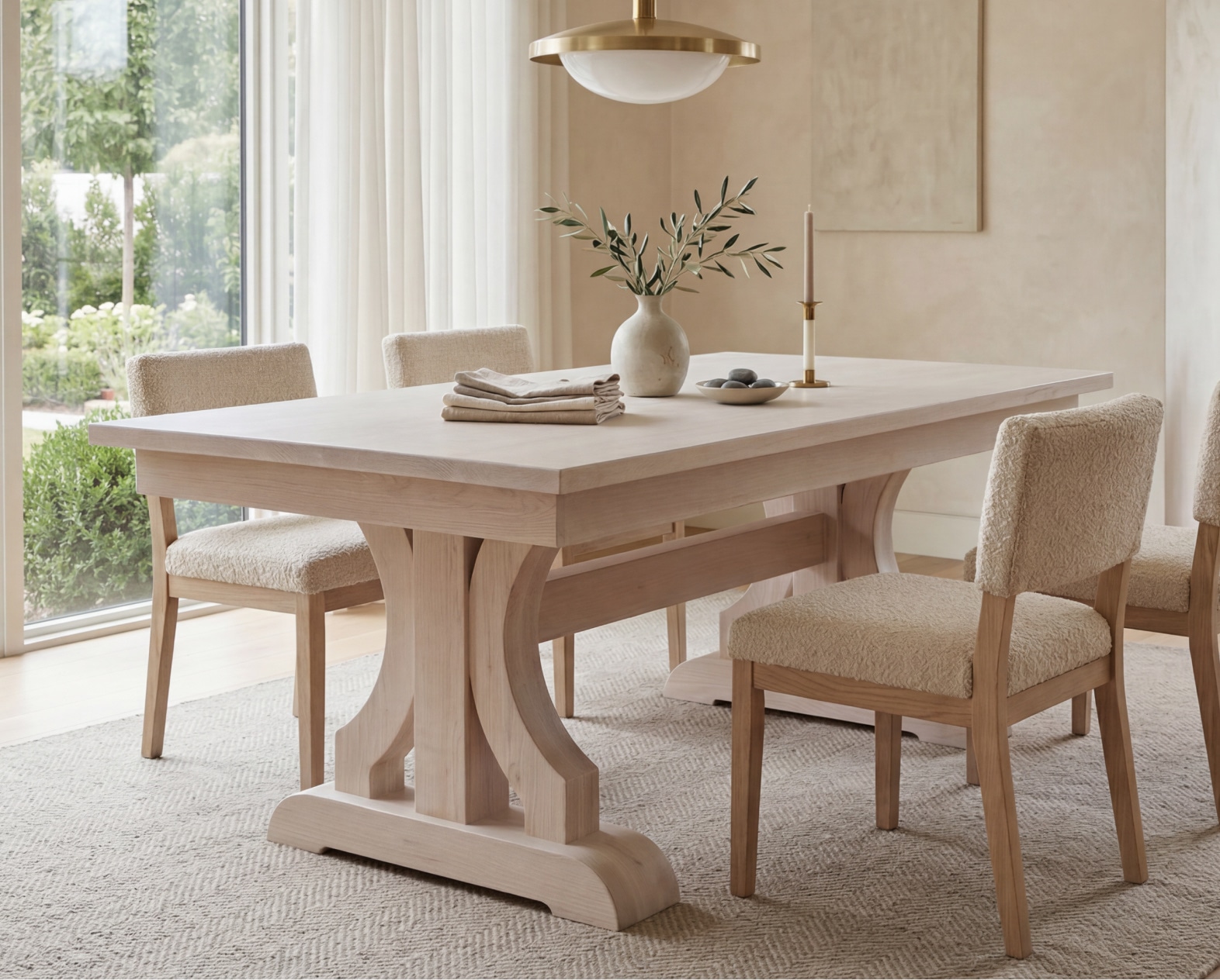 The Ashenvale dining table styled in a bright room