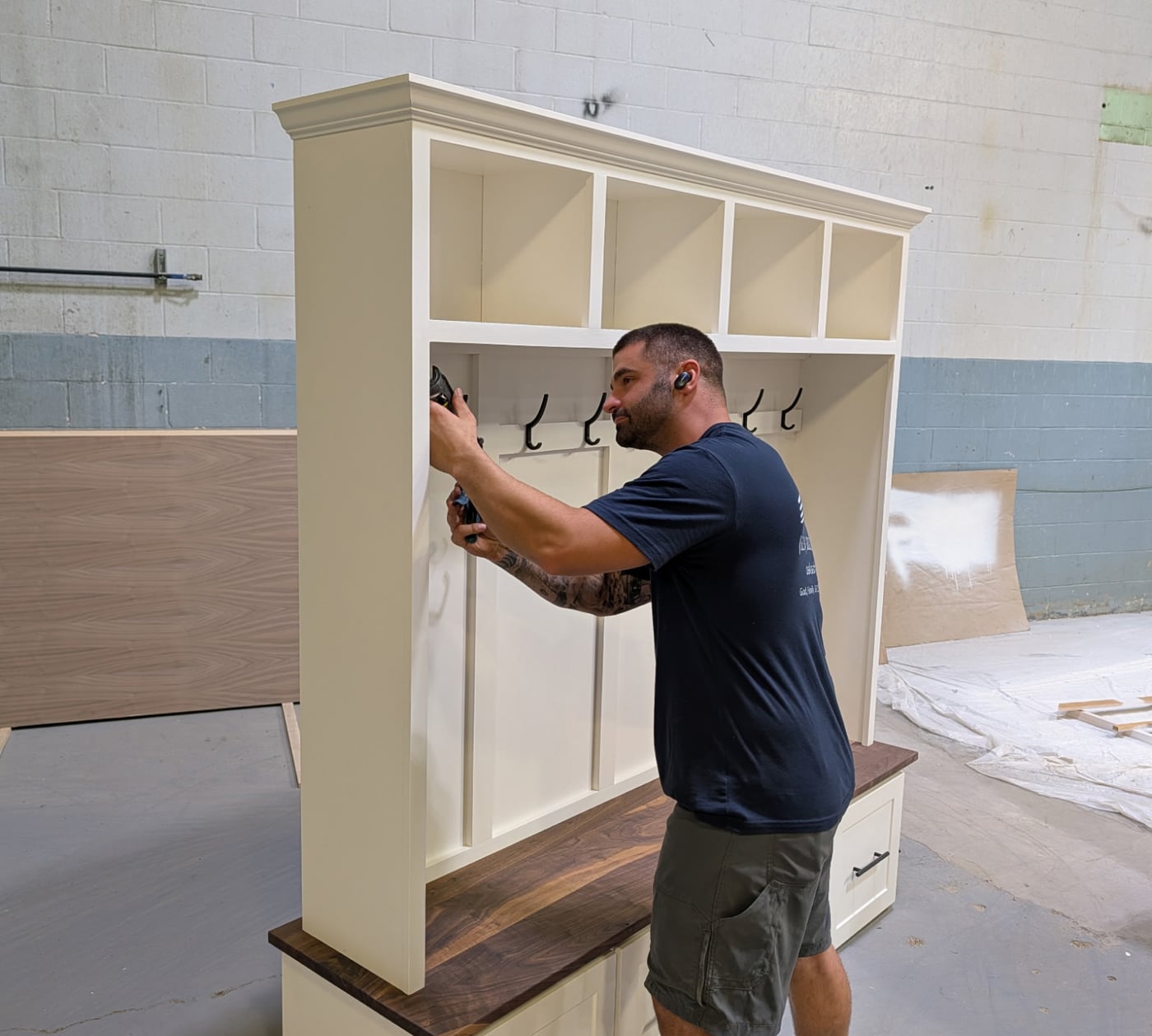 Building a hall tree in our Columbia, TN shop